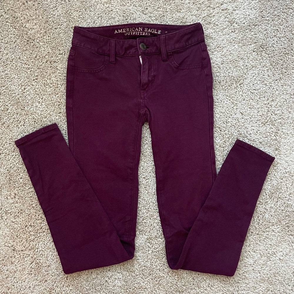 Women AE Maroon jeggings